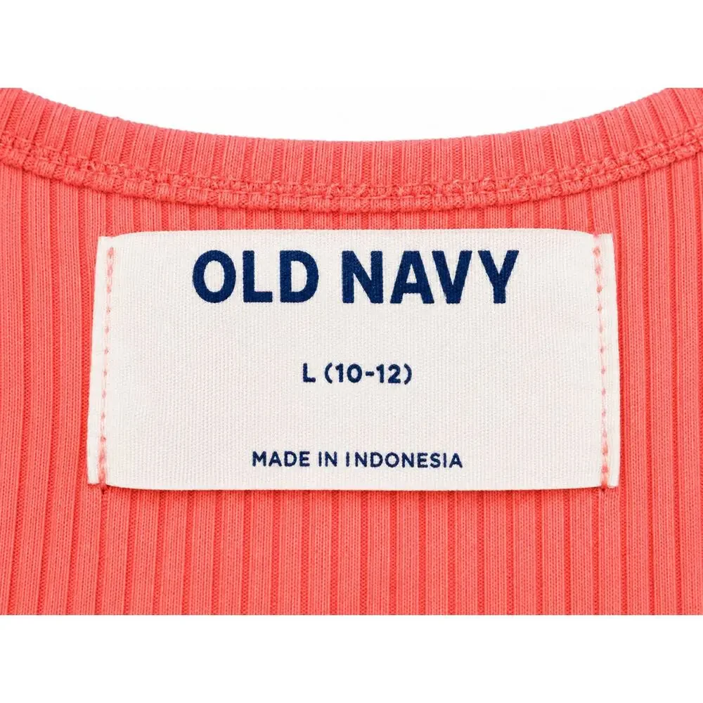 Old Navy Girls Ribbed Skort Romper Coral Pink Size L 10-12 Sleeveless Summer